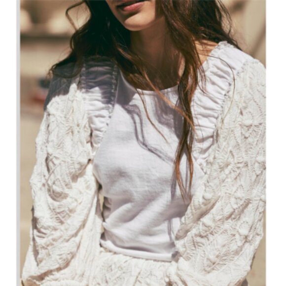 NWT Free People ‘Olivia’ Lace Stretch Top | Medium | Optic White - Picture 5 of 7